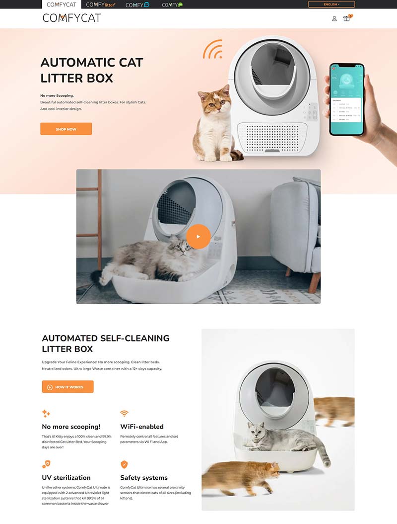 COMFYCAT 美国自清洁猫砂盆购物网站