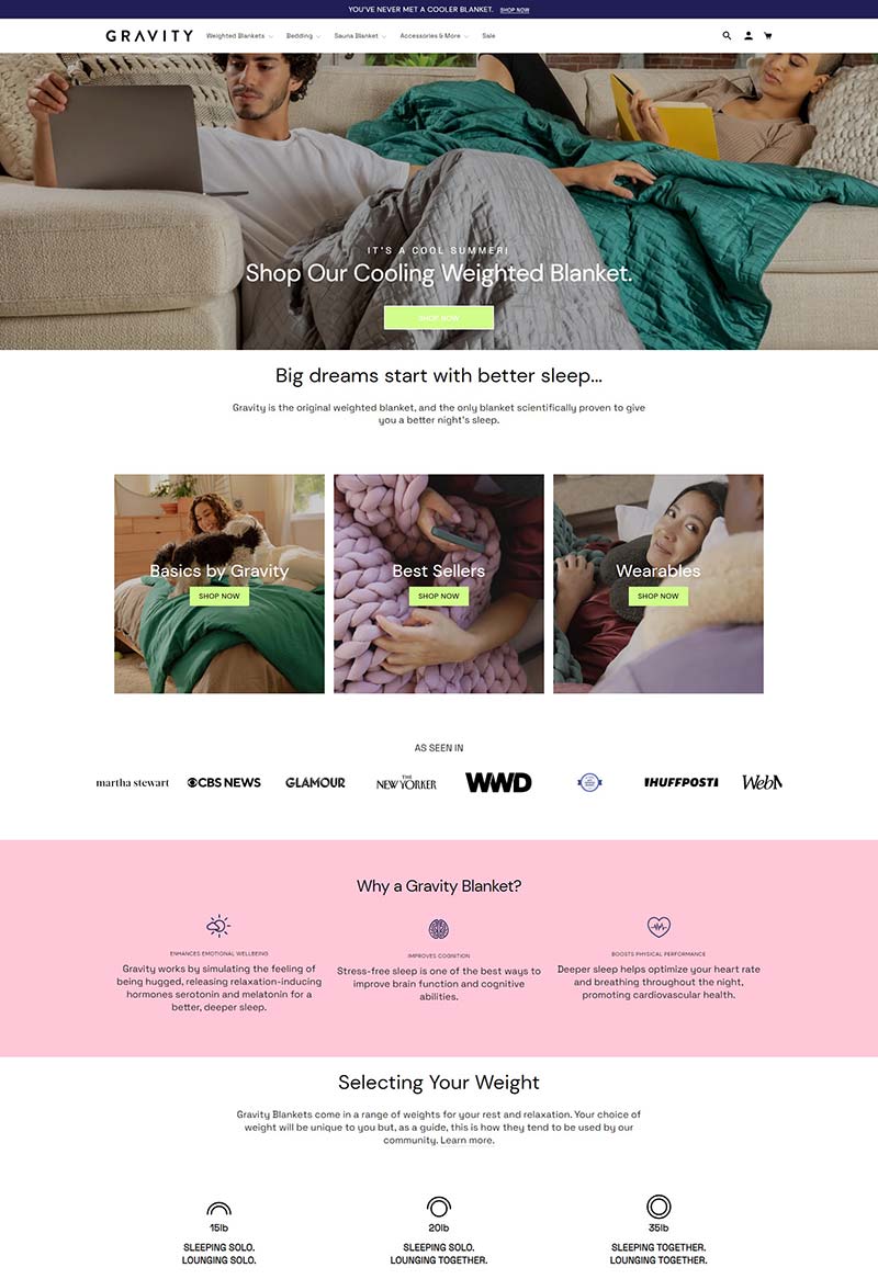 Gravity Blankets 美国加重睡眠毛毯购物网站