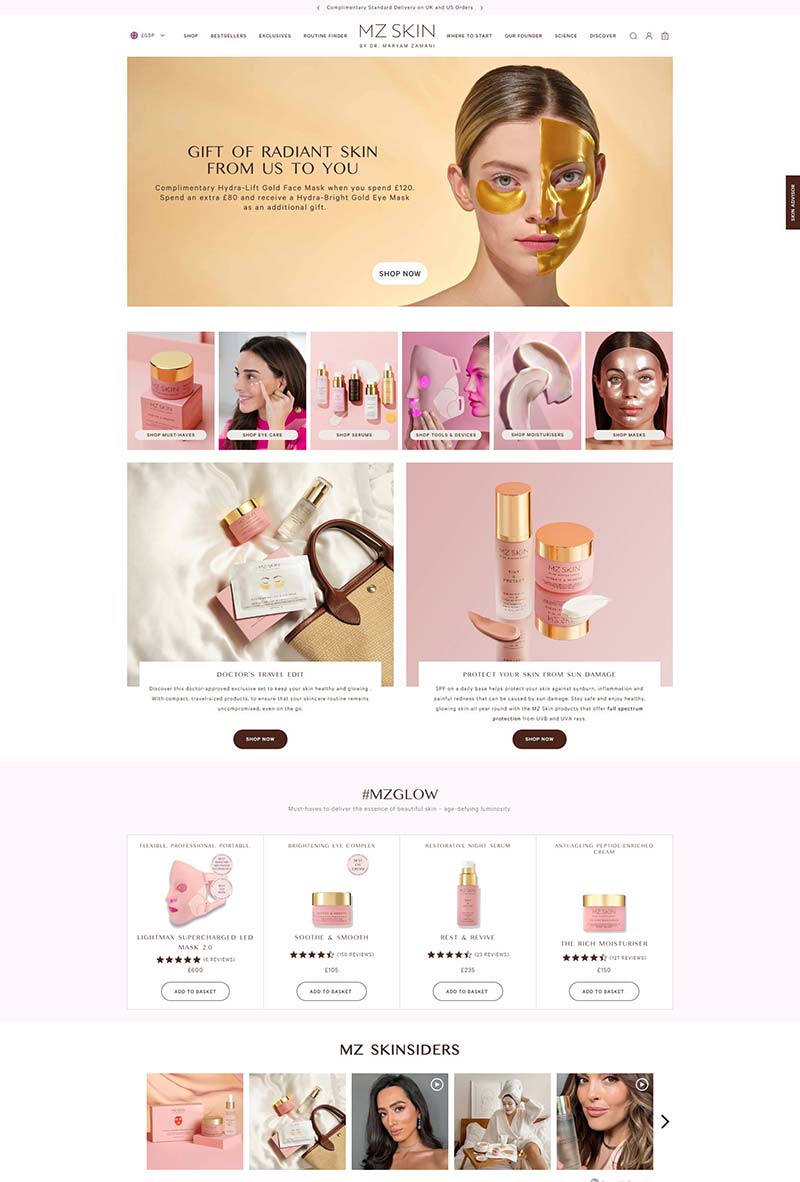 MZ Skin 英国奢华护肤品牌购物网站