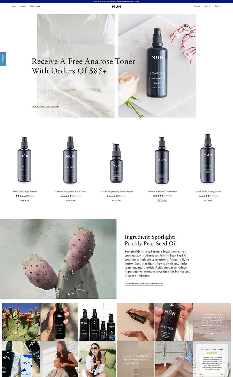 MUN Skin 美国天然植物护肤品牌购物网站