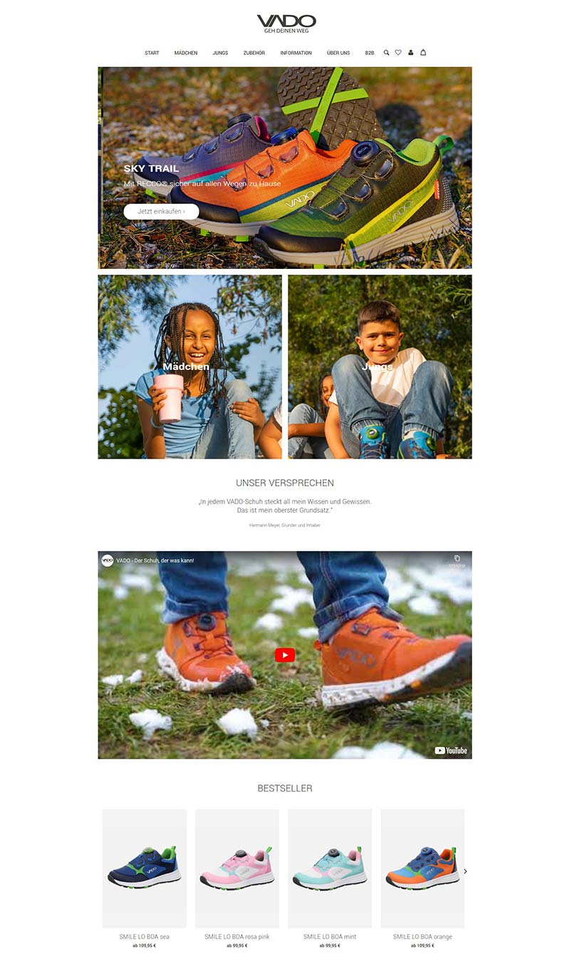 VADO Shoes 德国防水透气童鞋购物网站