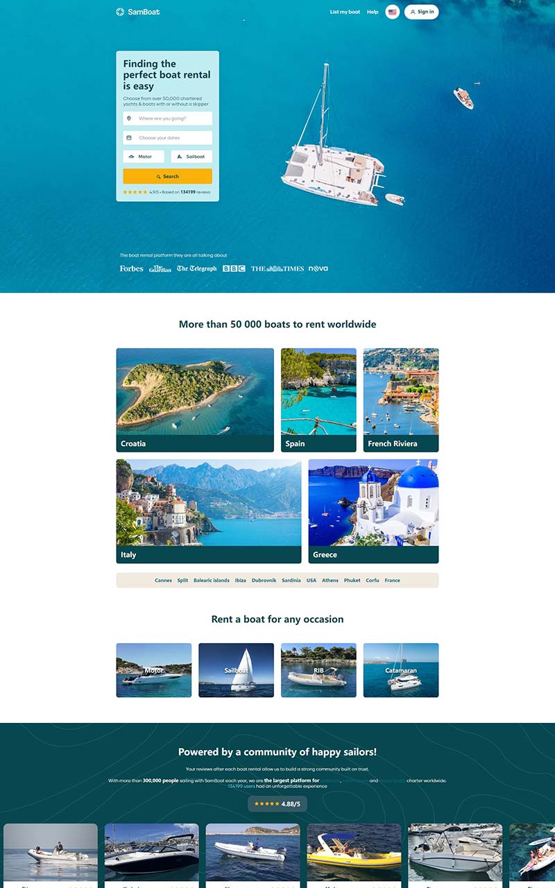 SamBoat 美国在线船舶租赁网站