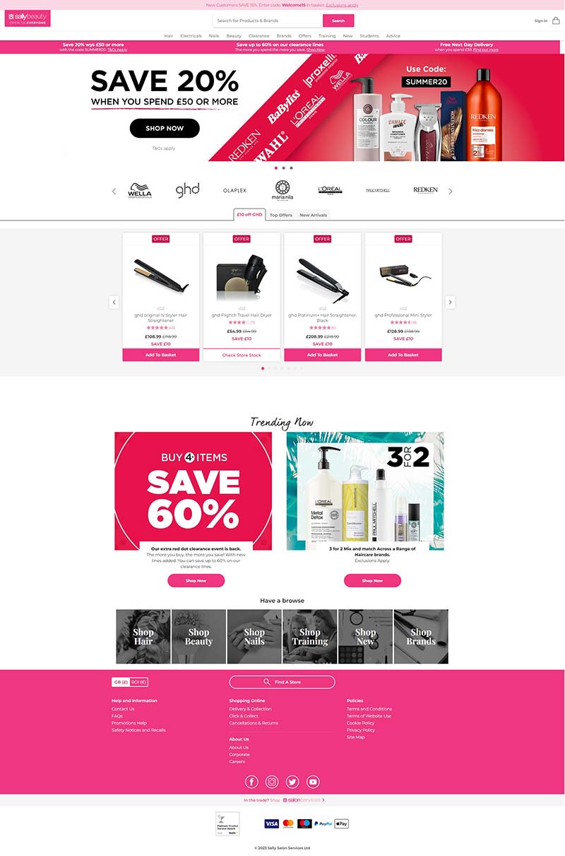 SallyBeauty 英国美发护理品牌购物网站