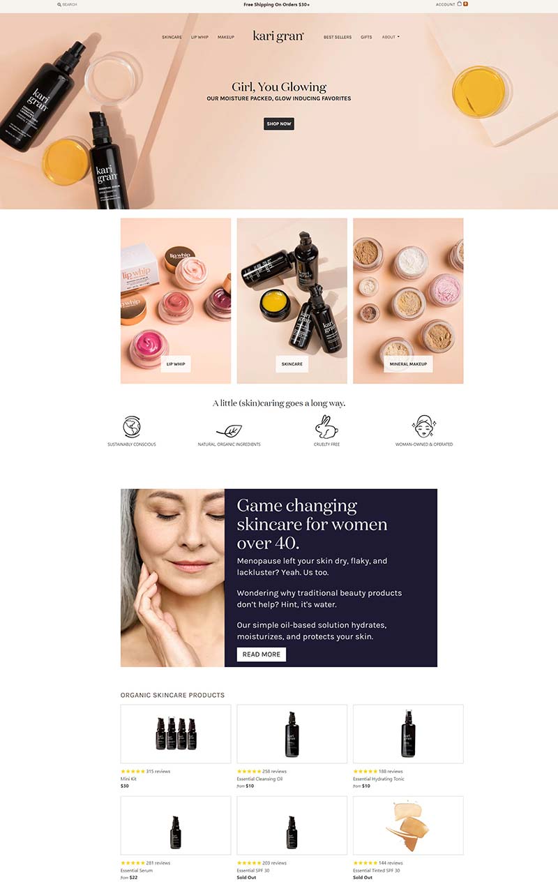 Kari Gran Skincare 美国天然油基护肤品牌购物网站