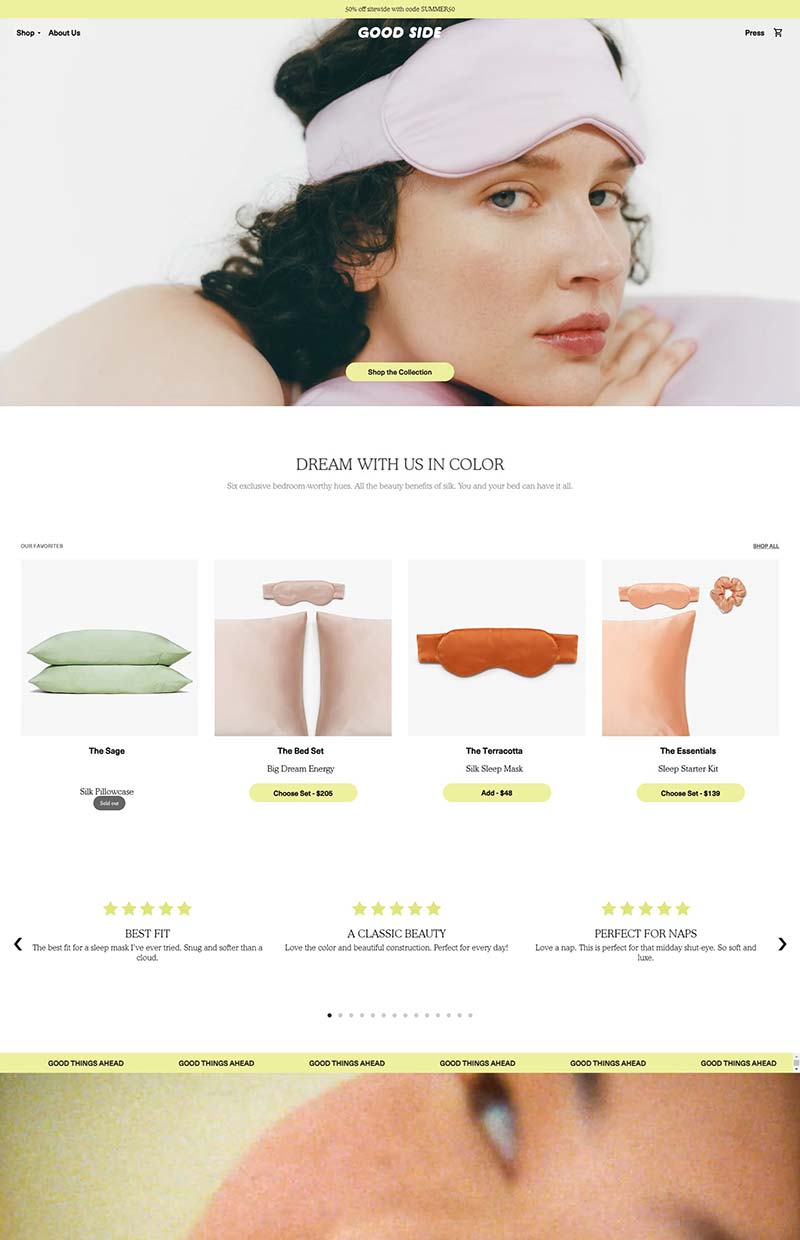 Good Side 美国丝绸睡眠用品购物网站