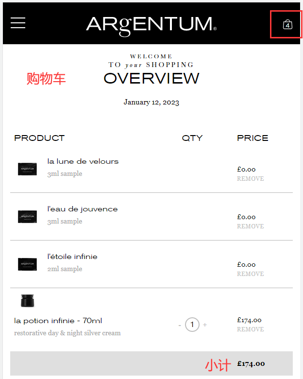 ARgENTUM official website shipping country