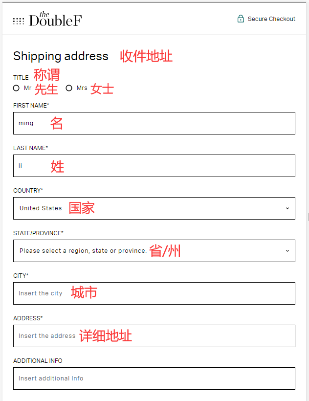 TheDoubleF official website shipping address