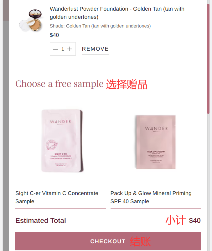 Wander Beauty official website prepare for checkout