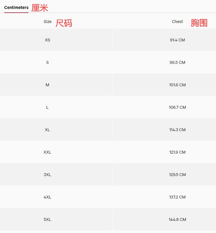 Lululemon Men's Tops and Jackets Size Chart