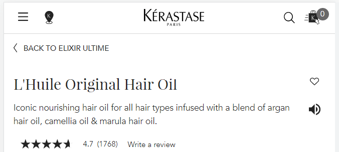 Select products on Kérastase official website