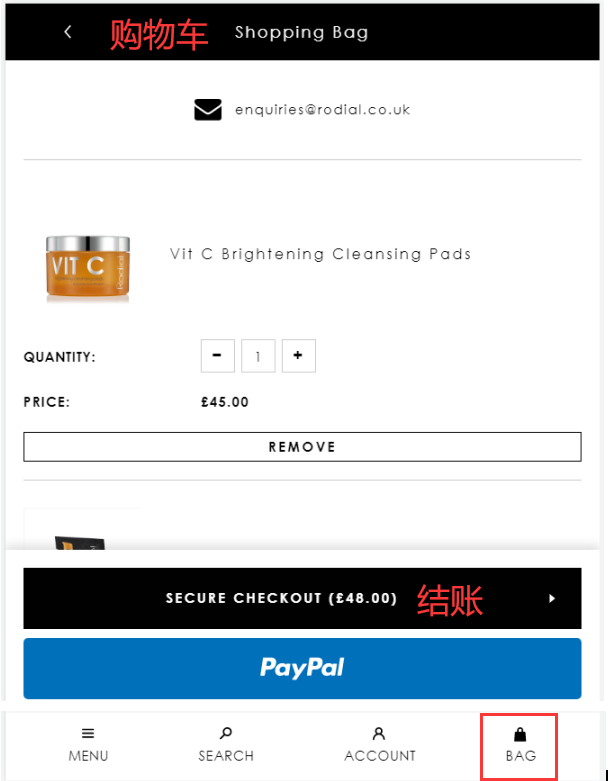 Rodial UK official website cart checkout