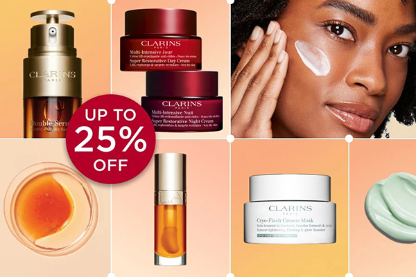 Clarins 娇韵诗美国官网现有亲友特卖会全场至高享7.5折，美境免邮