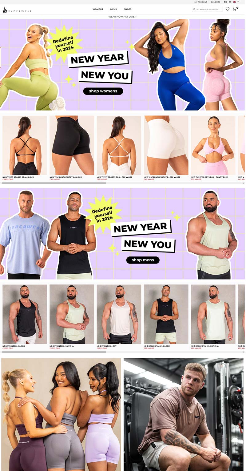Ryderwear UK 澳洲健身服装品牌英国官网