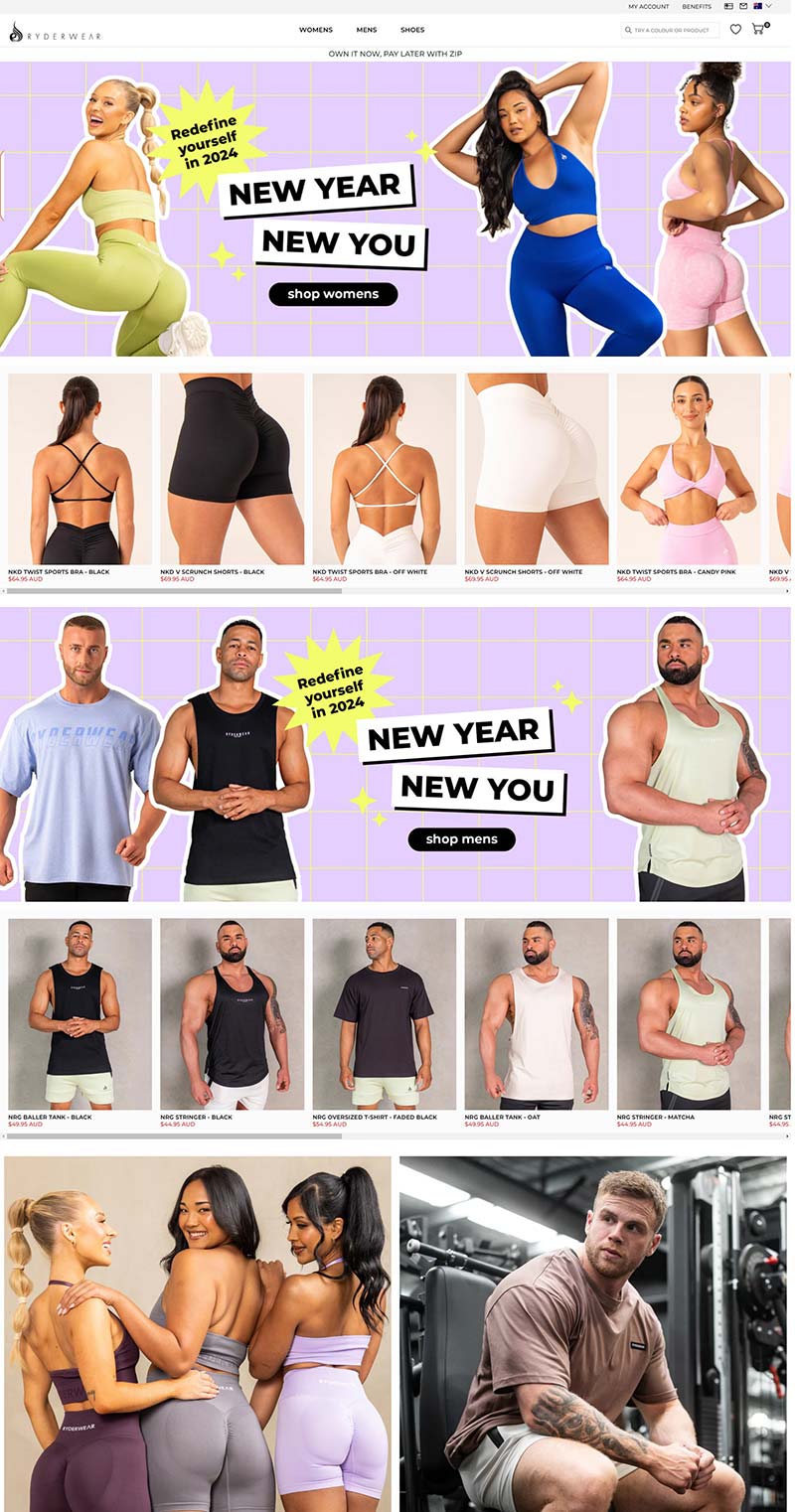 Ryderwear 澳洲健身服装品牌购物网站