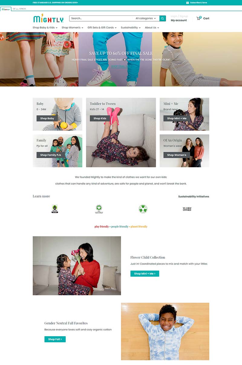 Mightly 美国有机童装品牌购物网站