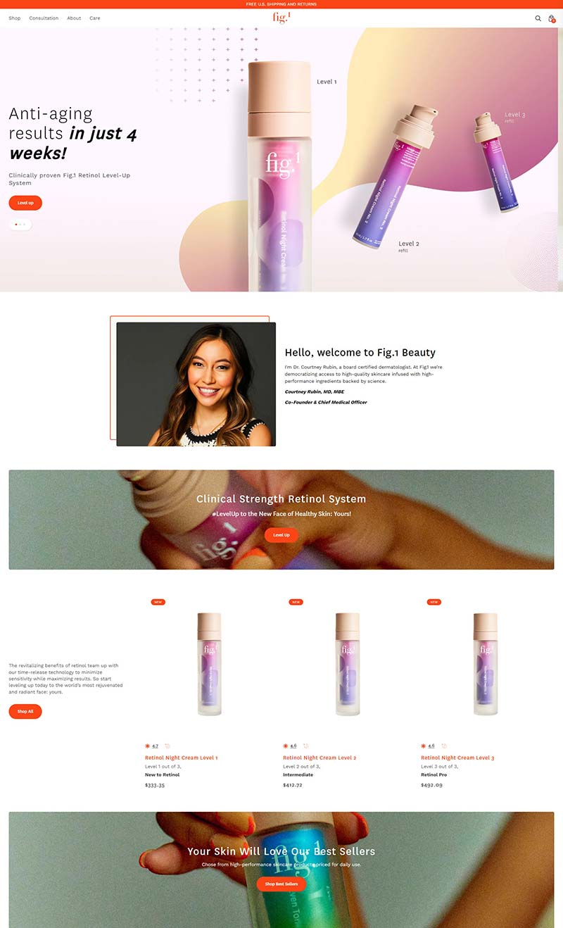 Fig.1 Beauty 美国高性能护肤品牌购物网站