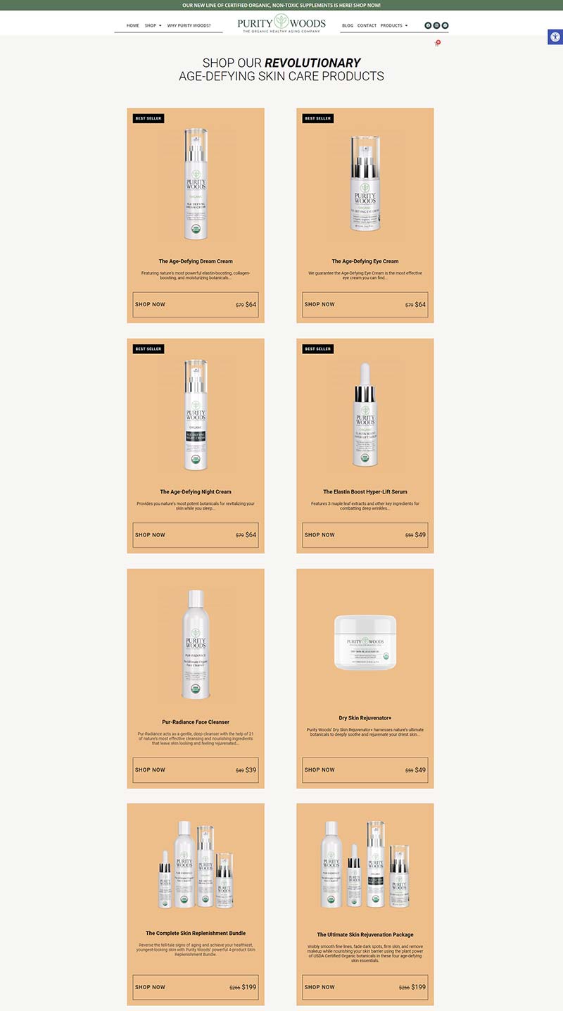 Purity Woods 美国天然有机护肤品牌购物网站