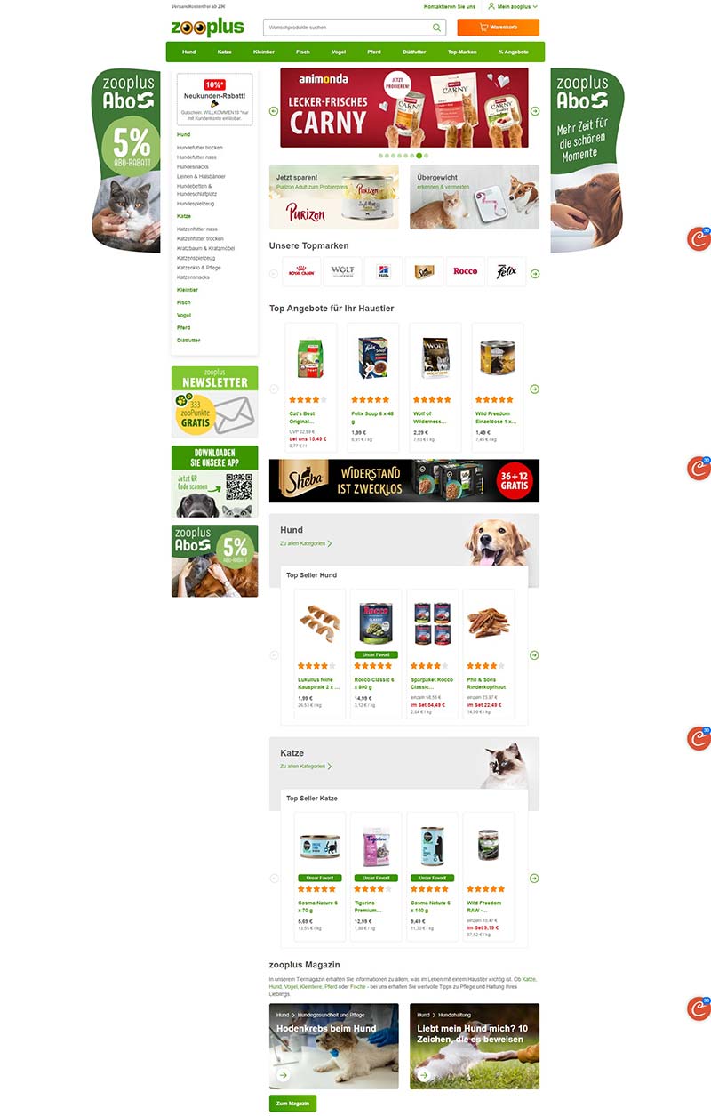 Zooplus 德国宠物食品用品购物网站