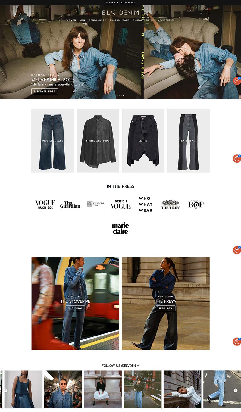 E.L.V Denim 英国时尚牛仔女装购物网站
