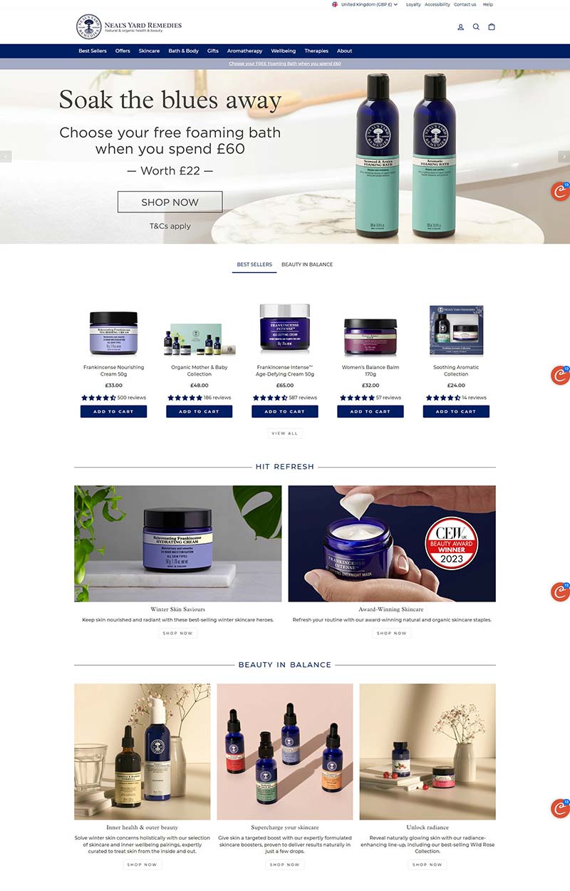Neal's Yard Remedies 英国有机美容护肤品牌购物网站