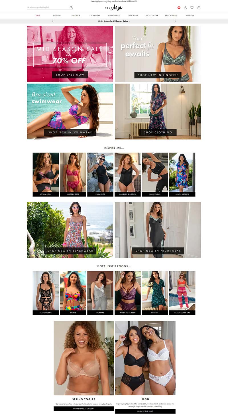 Pour Moi 英国女性内衣泳衣品牌购物网站