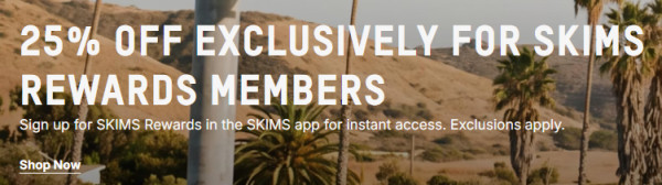 SKIMS Rewards Members: 25% Off Sitewide Limited-Time Event