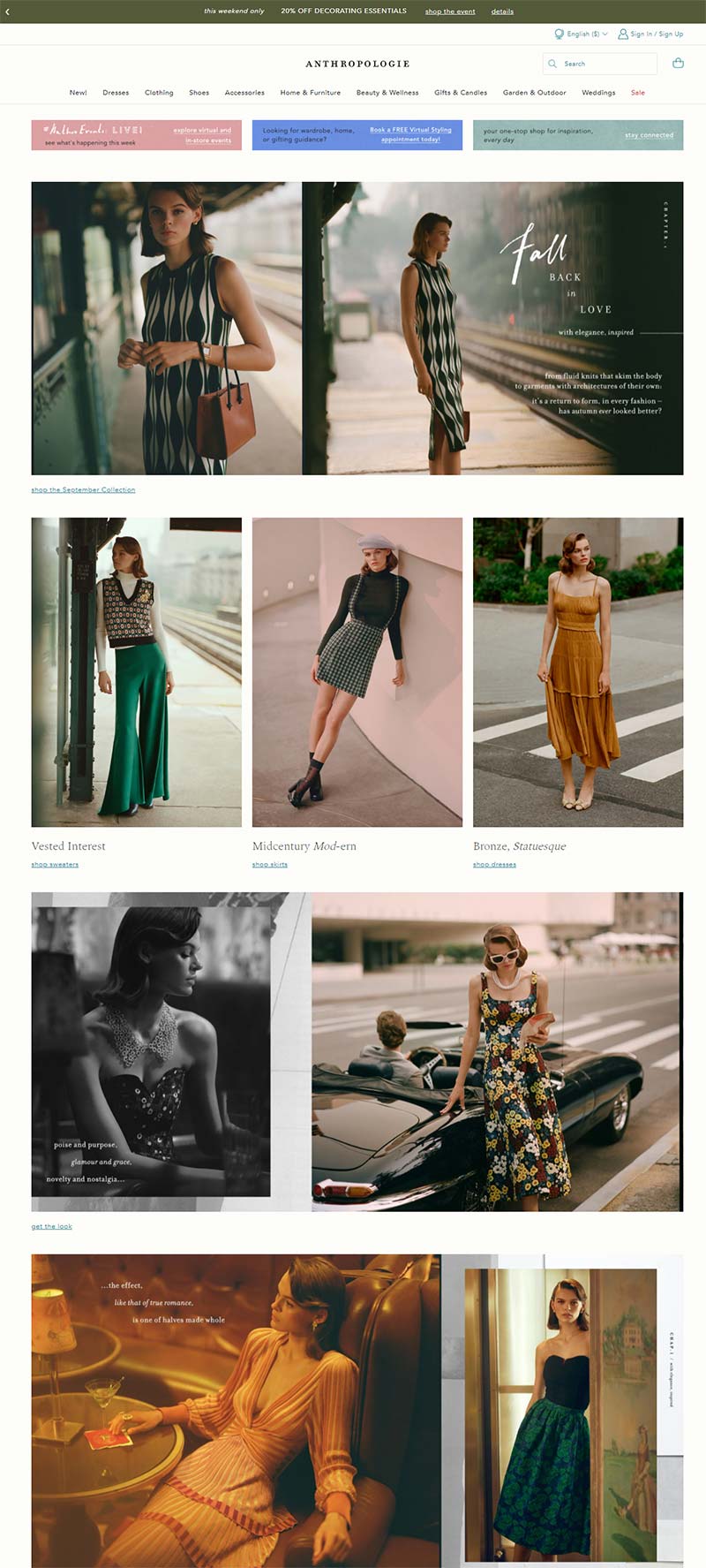 Anthropologie 美国高端服饰品牌购物网站