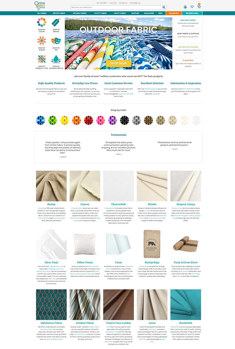 Online Fabric Store 美国缝纫面料用品购物网站
