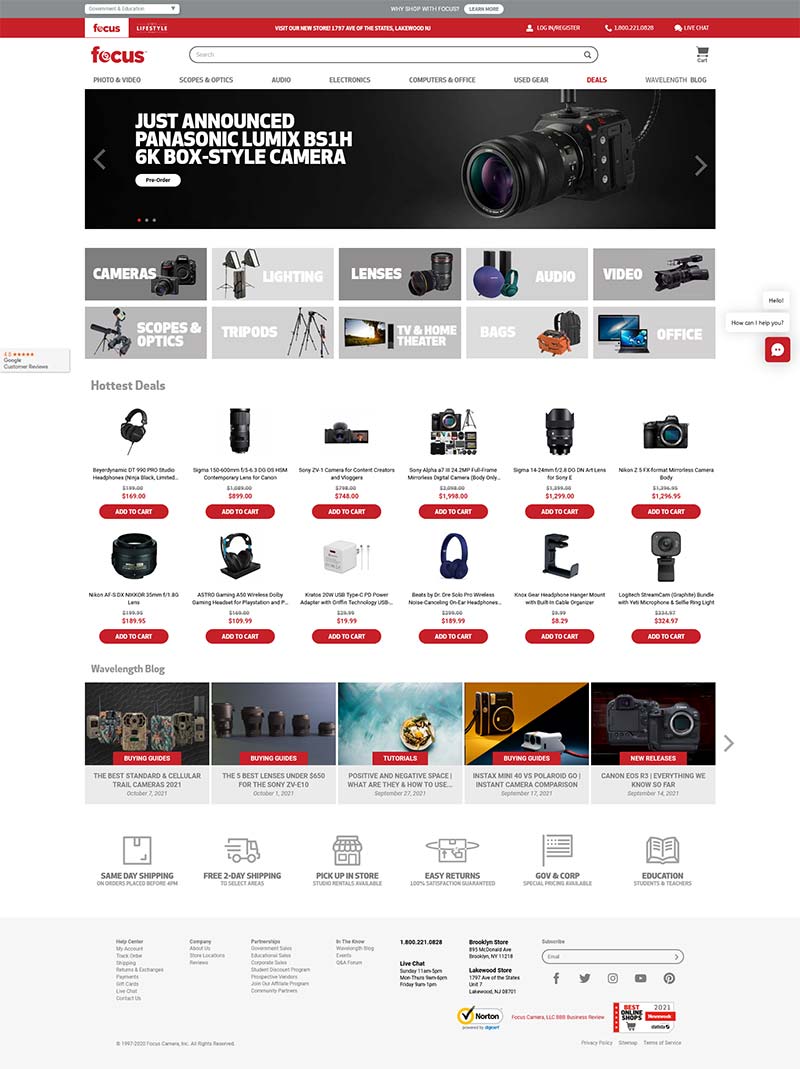 Focus Camera 美国数码摄像产品购物网站