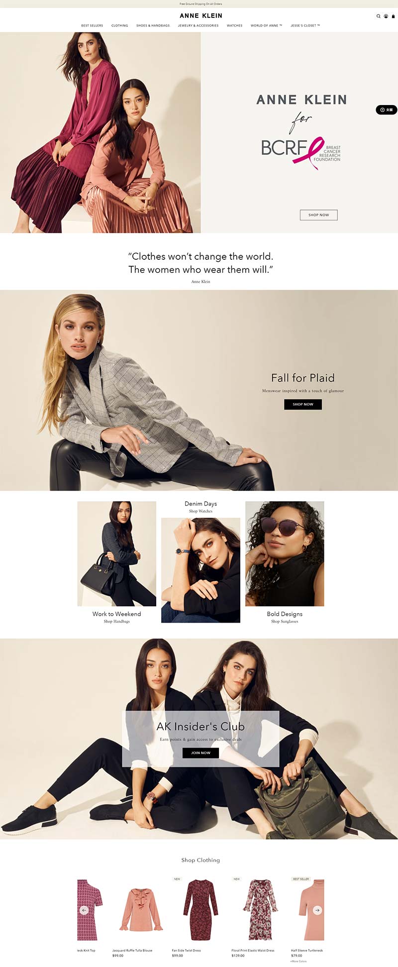 Anne Klein 美国设计师女装品牌购物网站