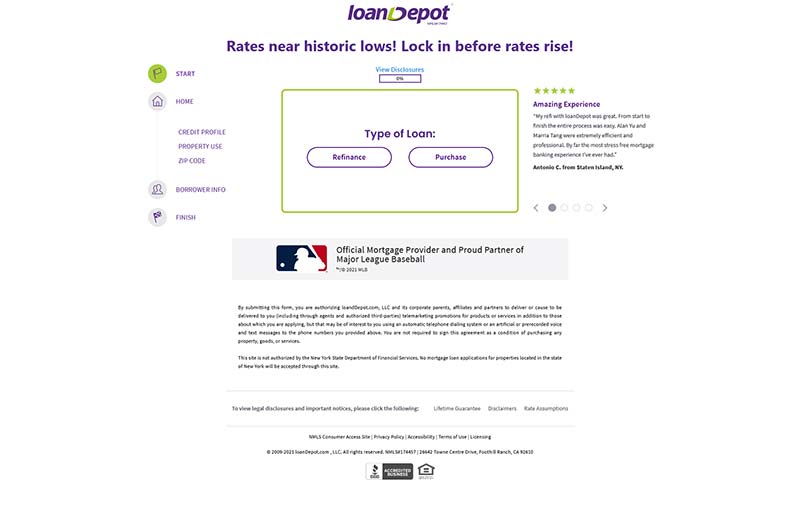 LoanDepot 美国金融贷款在线申请网站
