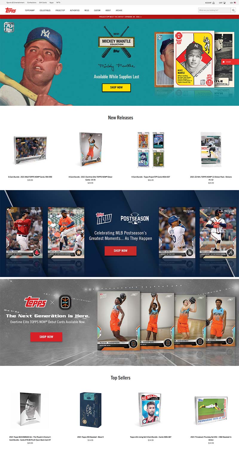 Topps 美国运动收藏品海淘购物网站