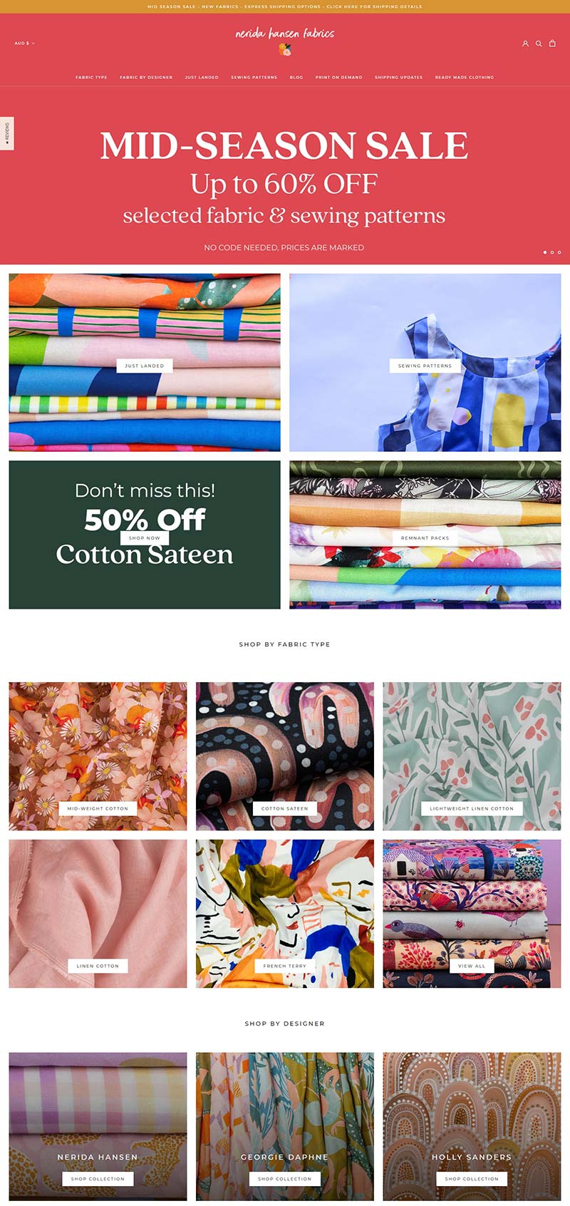 Nerida Hansen Fabrics 澳大利亚纺织面料品牌购物网站