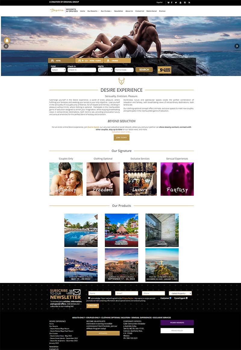 Desire Experience 美国私密情侣酒店预定网站
