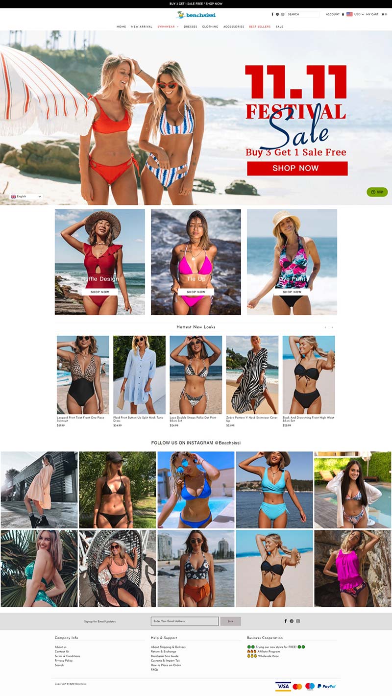 Beachsissi 美国女性沙滩泳装品牌购物网站