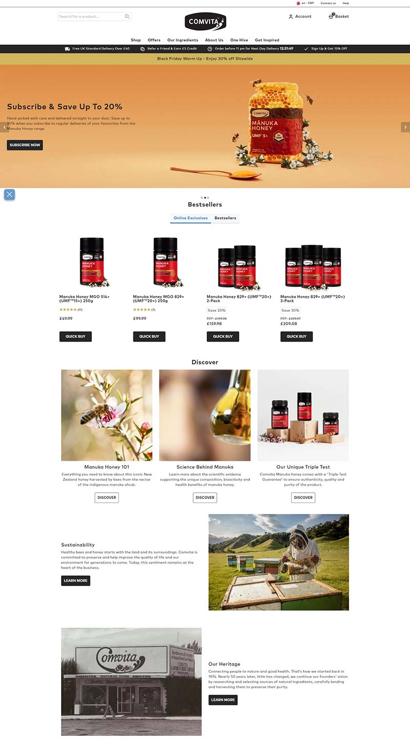 Comvita 英国天然蜂蜜品牌购物网站