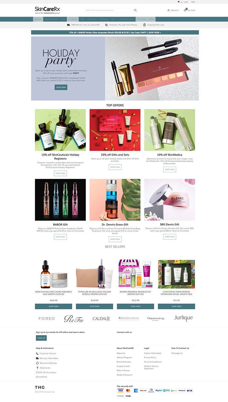 SkinCareRX 美国专业皮肤护理品牌购物网站