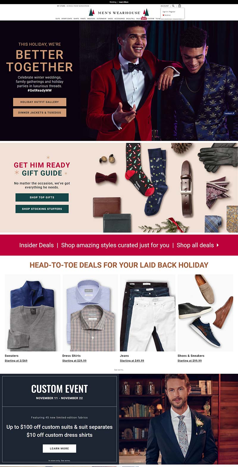 Men's Wearhouse 美国经典男装品牌购物网站