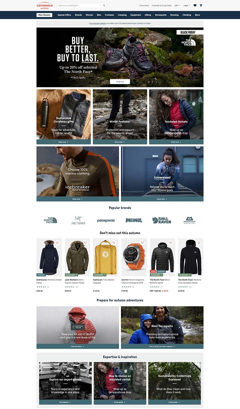 Cotswold Outdoor 英国户外服饰品牌购物网站