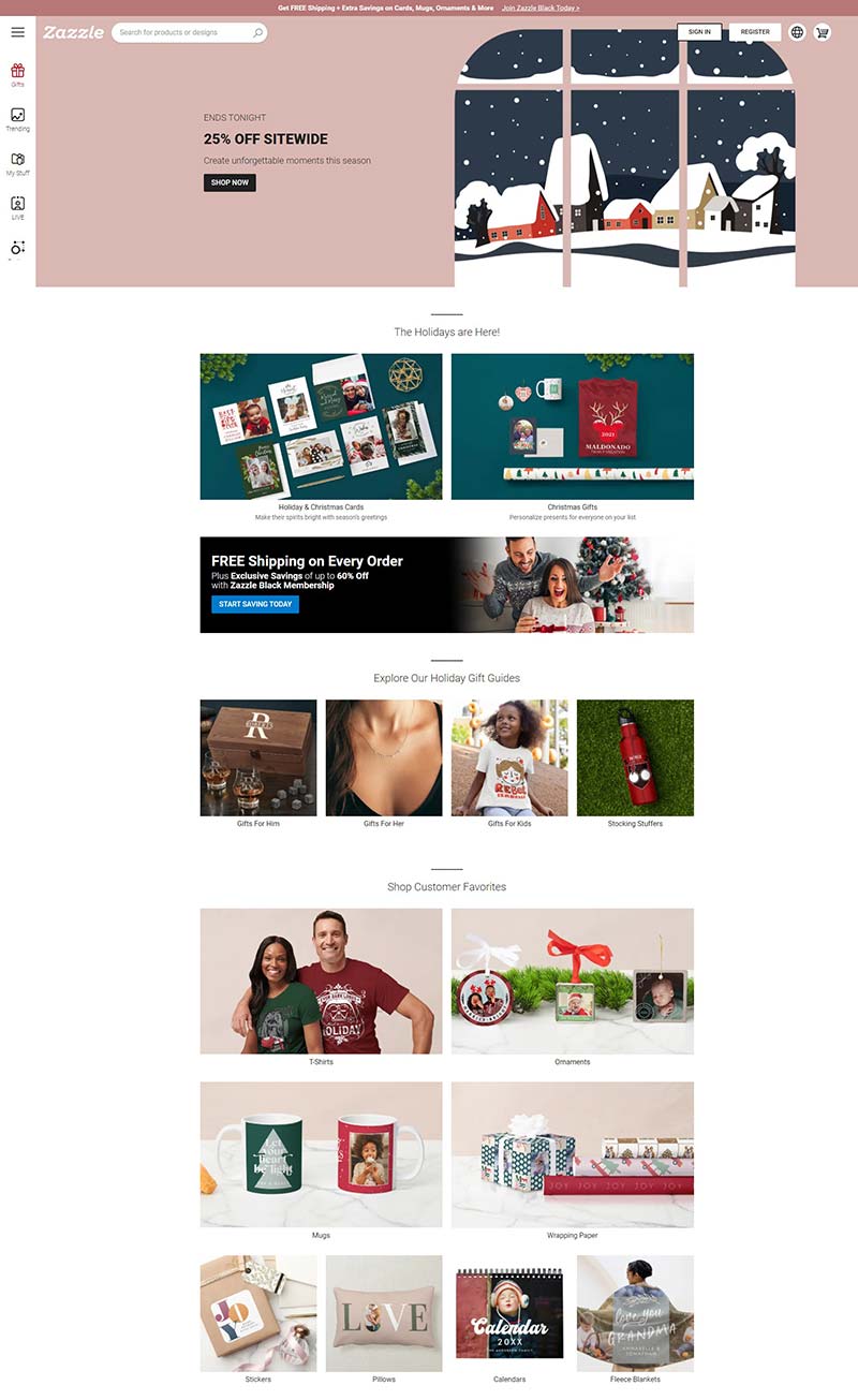 Zazzle 美国定制百货品牌购物网站