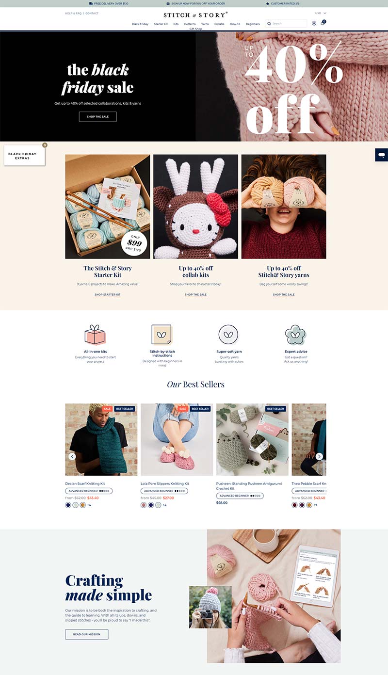Stitch & Story 美国针织工具包购物网站