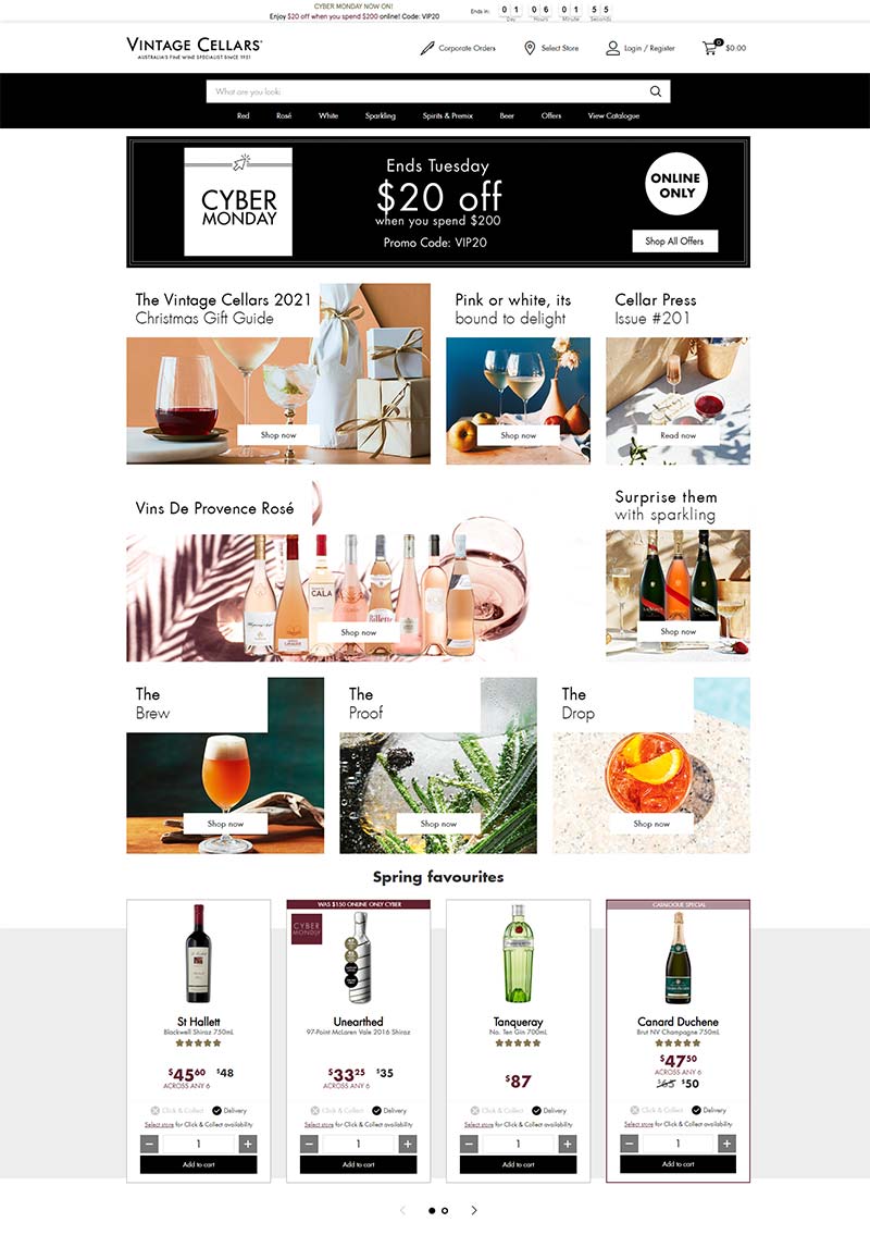 Vintage Cellars 澳大利亚葡萄酒连锁品牌网站