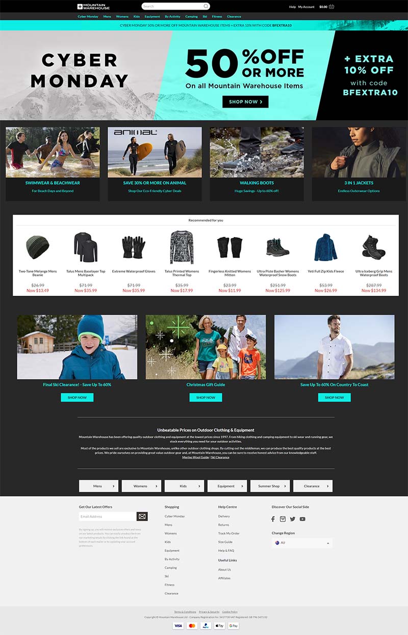 Mountain Warehouse AU 英国户外服饰品牌澳洲官网