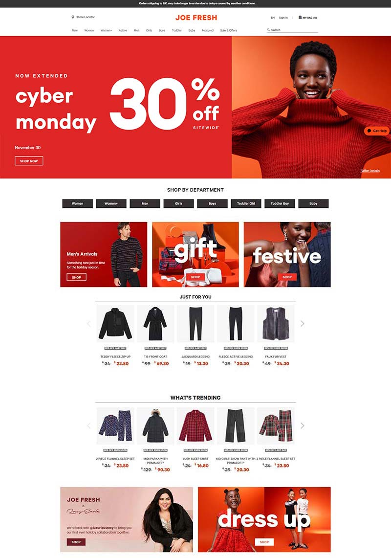 Joe Fresh 加拿大时尚服饰品牌购物网站