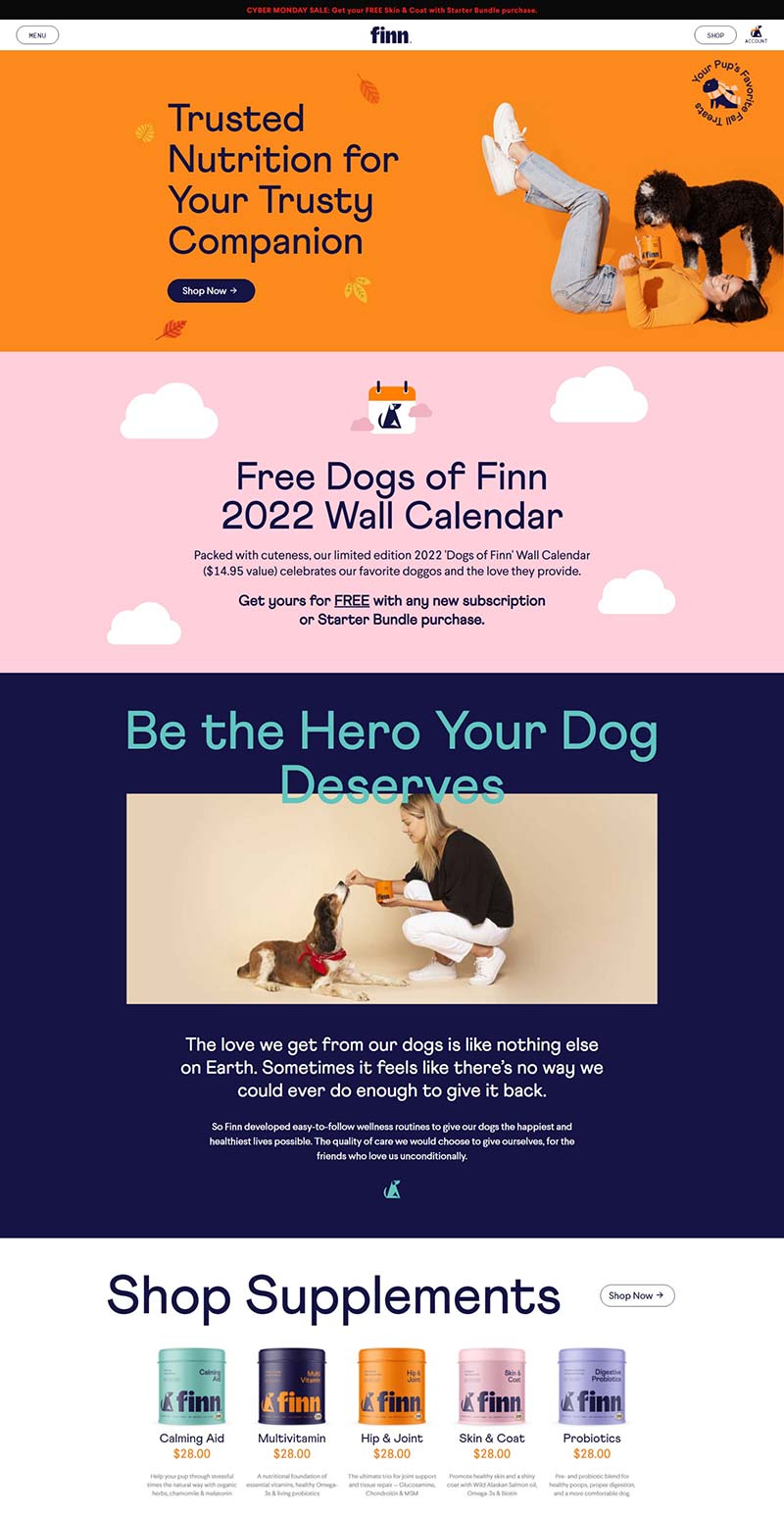 Finn 美国宠物健康产品牌购物网站