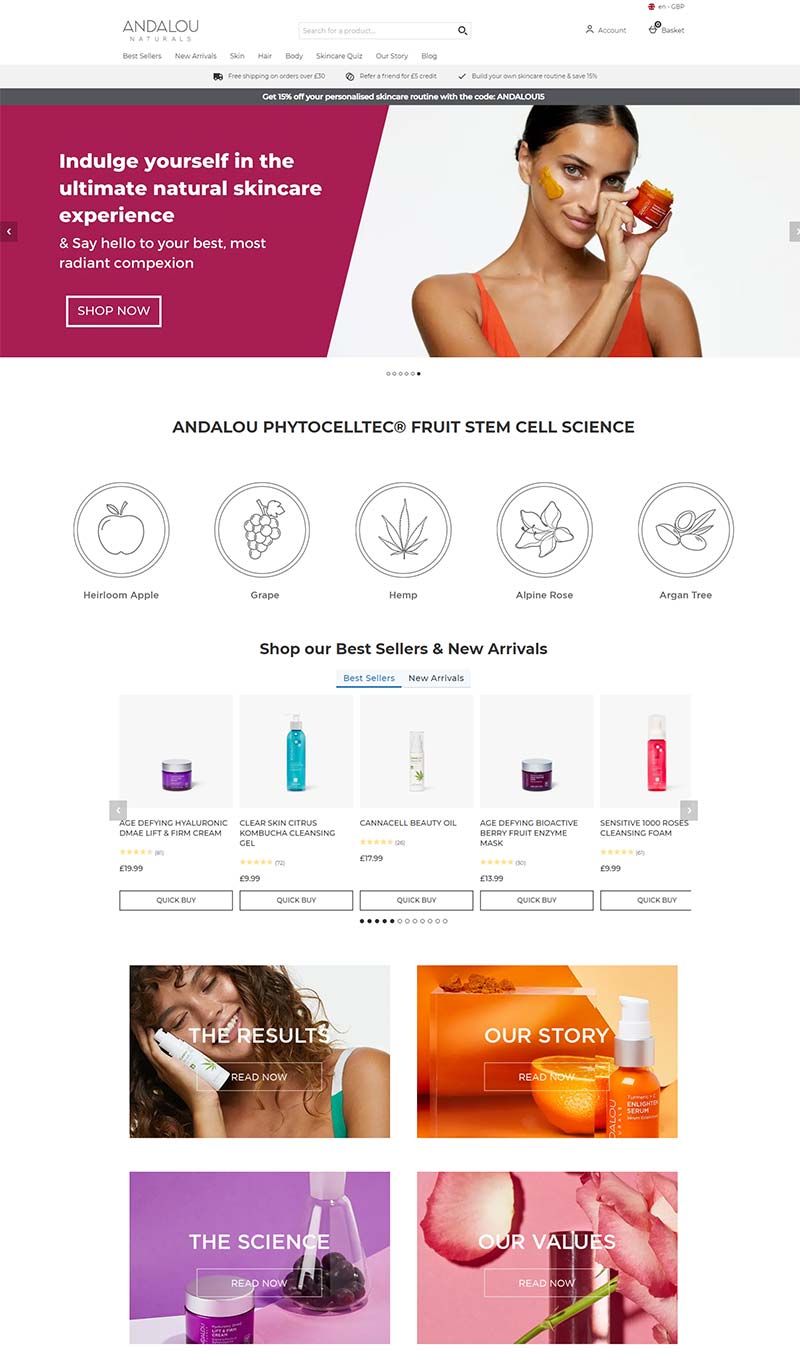 Andalou UK 美国天然护肤品牌英国官网