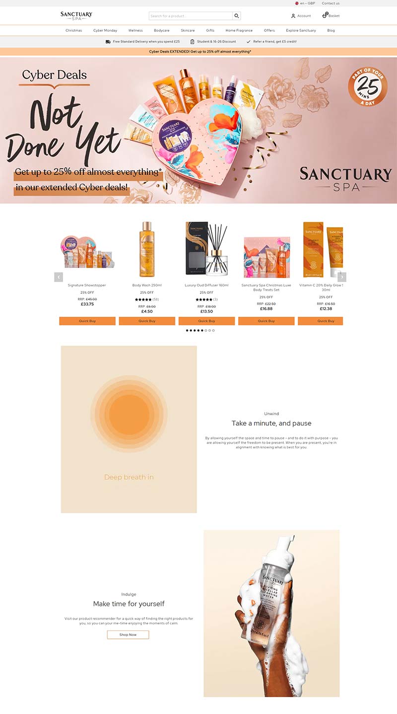 Sanctuary UK 英国专业身体护理品牌购物网站