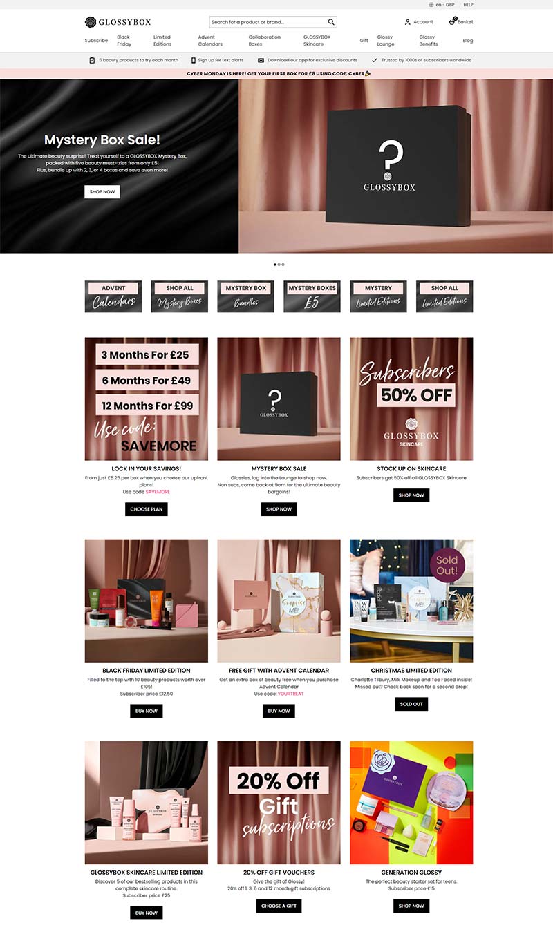 Glossybox UK 德国美妆盒子订阅品牌英国官网