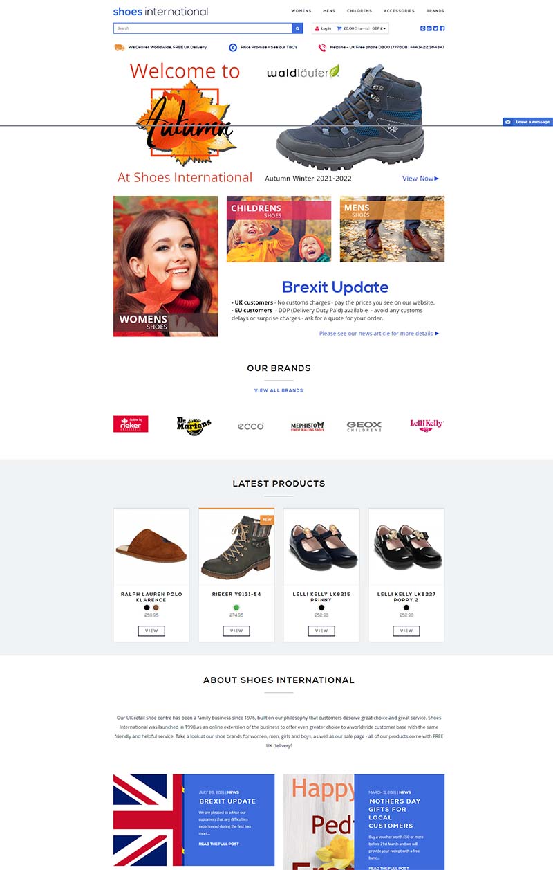 SHOES INTERNATIONAL 英国鞋业品牌海淘购物网站
