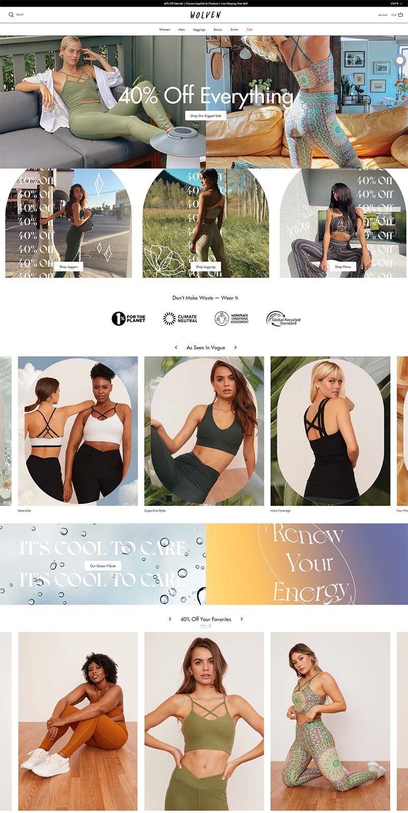 Wolven 美国女性运动泳装品牌购物网站